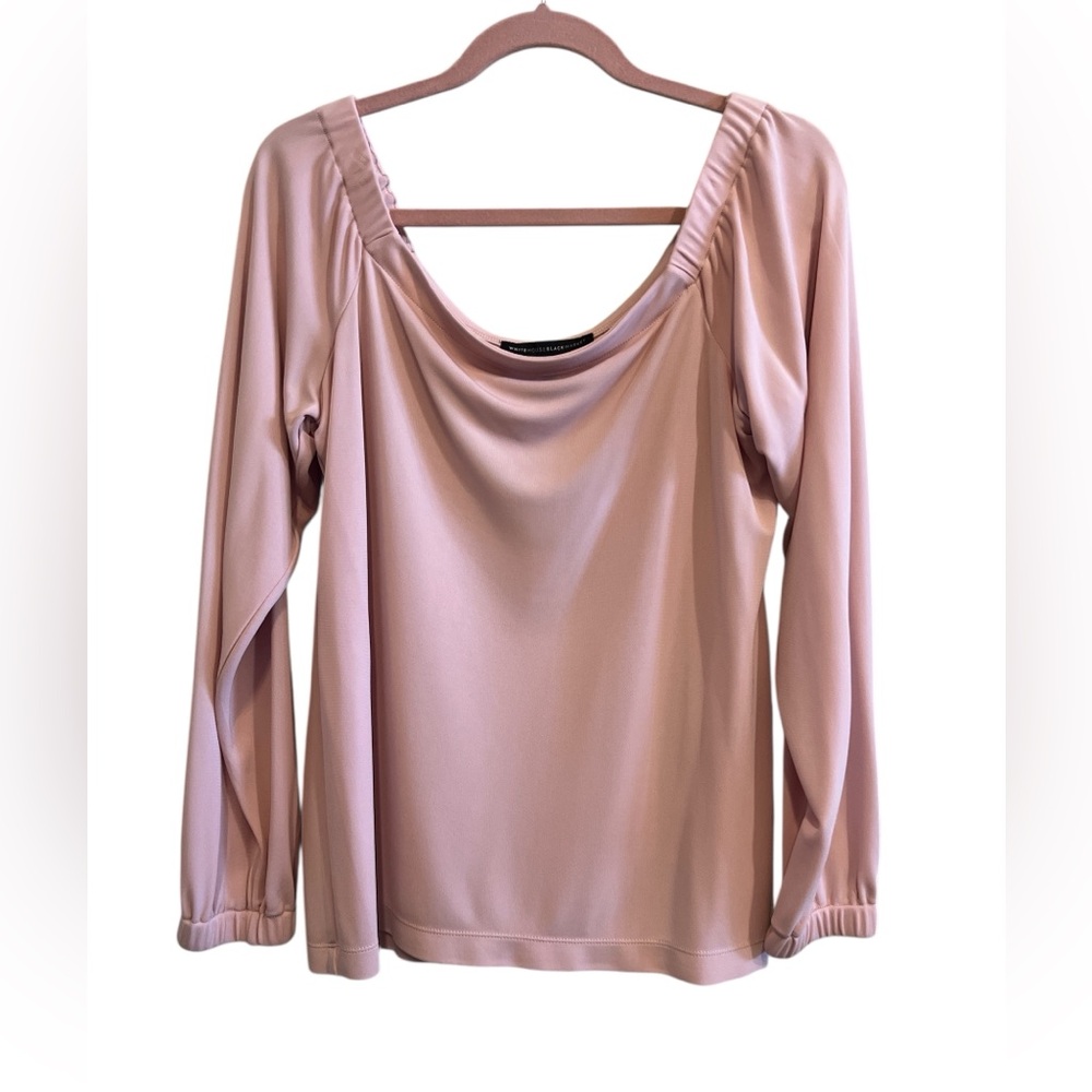 White House Black Market Blush Pink Off-The-Shoulder Blouse Size Large